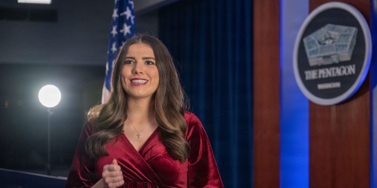 Pentagon Press Secretary Kingsley Wilson provides remarks for the weekly situation report at the Pentagon, Washington, D.C., Nov. 20, 2025. (DoW photo by U.S. Navy Petty Officer 1st Class Eric Brann)