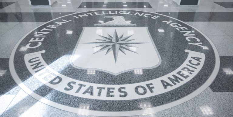 The seal of Central Intelligence Agency is seen in the lobby the headquarters building in Langley, Va., on Saturday, Sept. 24, 2022.