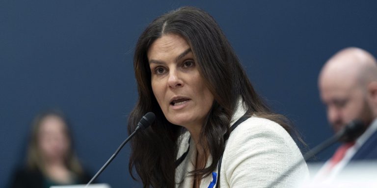 Liora Rez, Executive Director, StopAntisemitism testifies before the House Committee on Small Business hearing on rising crime at Capitol Hill, Thursday, Jan. 11, 2024, in Washington. (AP Photo/Jose Luis Magana)