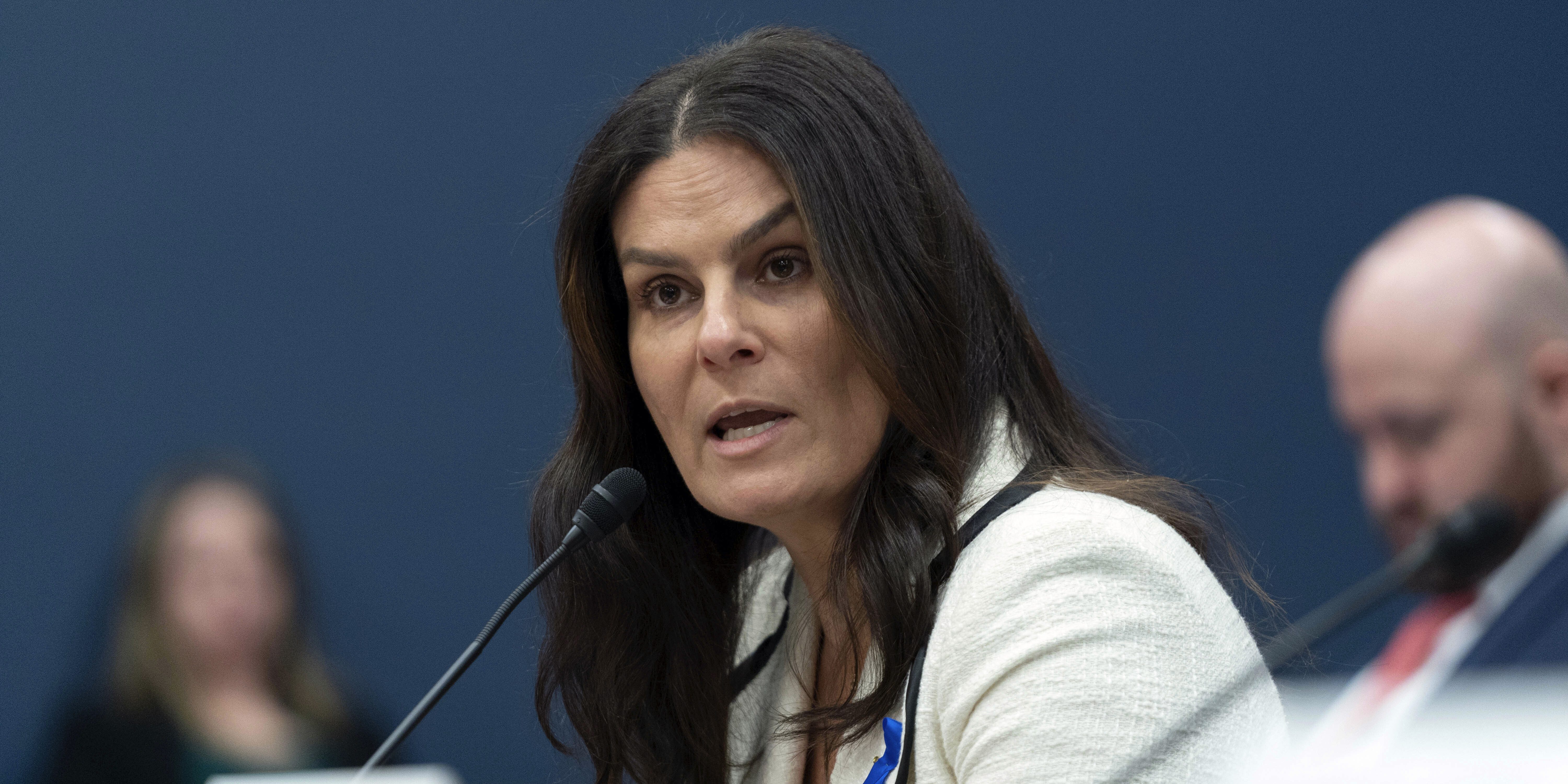 Liora Rez, Executive Director, StopAntisemitism testifies before the House Committee on Small Business hearing on rising crime at Capitol Hill, Thursday, Jan. 11, 2024, in Washington. (AP Photo/Jose Luis Magana)