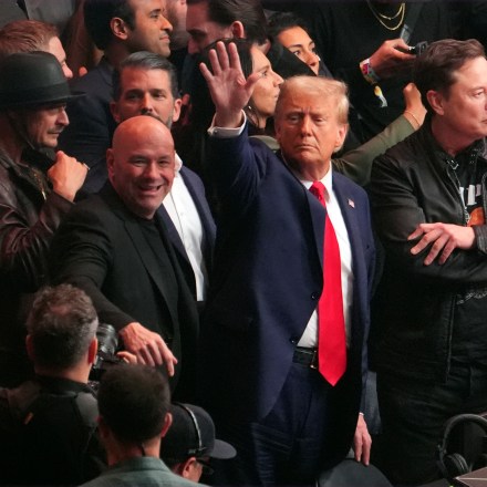 President-elect Donald Trump attends UFC 309 at Madison Square Garden, Saturday, Nov. 16, 2024, in New York, with Kid Rock, Dana White and Elon Musk.