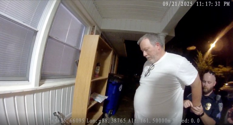 Bodycam footage from the Lexington Police Department shows the arrest of Larry Bushart Jr. on Sept. 21, 2025.