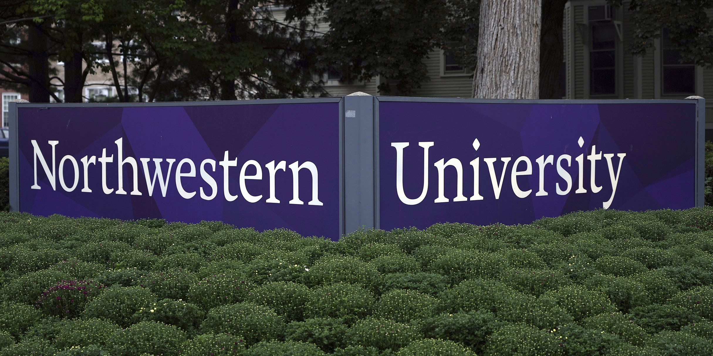 A sign at the entrance to Northwestern University, Thursday, Sept. 21, 2023, in Evanston, Ill. (Kirby Lee via AP)