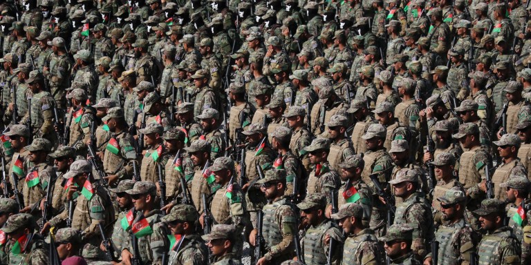 KABUL, AFGHANISTAN-MAY 31: Afghan special force commando unit officers and soldiers attend a graduation ceremony at the military academy in Kabul, Afghanistan, on May 31, 2021. At least hundreds Afghan special force commando officers and soldiers including women were graduated. According to the reports, the Taliban have significantly increased violence immediately across the Afghanistan after the US, and NATO forces began the last phase of their pull out of the country on 01 May. (Photo by Haroon Sabawoon/Anadolu Agency via Getty Images)