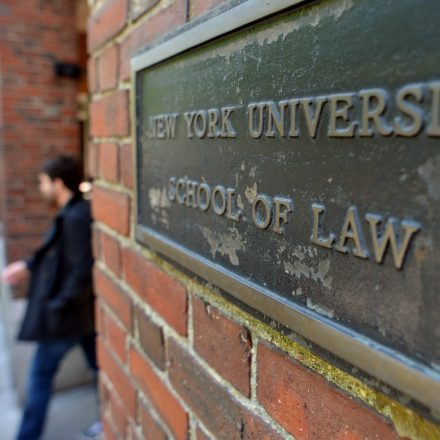 A sign on Vanderbult Hall at the New York University School of Law May 4, 2012 in New York. Chinese activist Chen Guangcheng has been invited to study at New York University, a spokesman for the institution said, as efforts to resolve a US-Chinese diplomatic crisis appeared nearer to success. "Chen Guangcheng has long-established relationships with faculty at the NYU School of Law, and has an invitation to be a visiting scholar at NYU -- either in New York or at one of our other global sites," spokesman John Beckman said in a statement. AFP PHOTO/Stan HONDA        (Photo credit should read STAN HONDA/AFP/GettyImages)