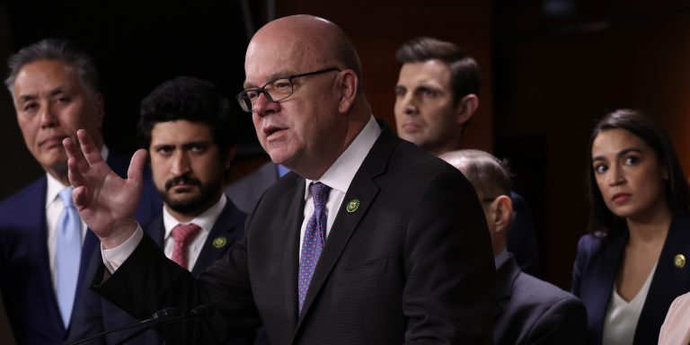 WASHINGTON, DC - MAY 24: U.S. Rep. Jim McGovern (D-MA) speaks during a news conference at the U.S. Capitol on May 24, 2023 in Washington, DC. The Congressional Progressive Caucus (CPC) held a news conference to discuss the debt ceiling negotiations. (Photo by Alex Wong/Getty Images)