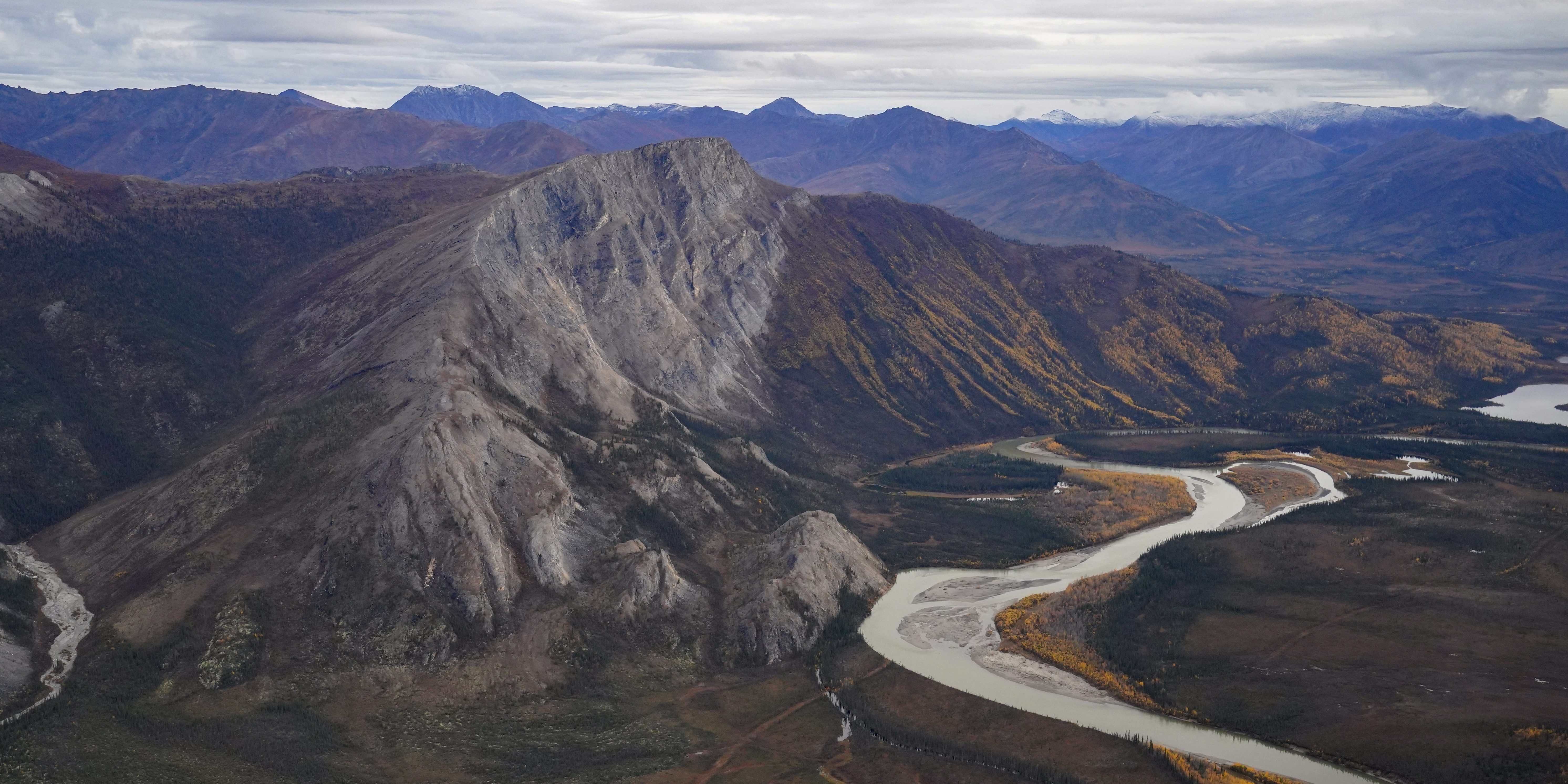 A serpentine river near Gates of the Arctic National Park and Preserve, Alaska on September 11, 2022.