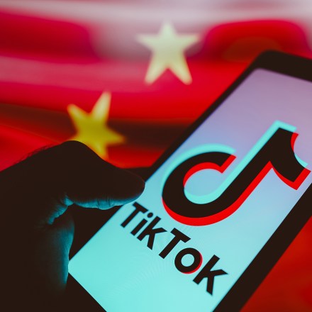 BRAZIL - 2024/03/14: In this photo illustration, the TikTok logo is displayed on a smartphone screen with the flag of China in the background. (Photo Illustration by Rafael Henrique/SOPA Images/LightRocket via Getty Images)