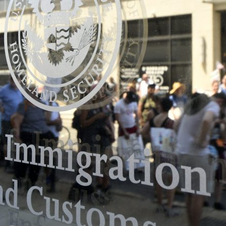 Group of protestors rallies at a local Dept of Homeland Security Immigration Field Office, in Philadelphia, PA, on June 30, 2018. Thousands participate in a rally earlier to protest the Trump's administration immigration policies and similar events are held around the nation. (Photo by Bastiaan Slabbers/NurPhoto via Getty Images)